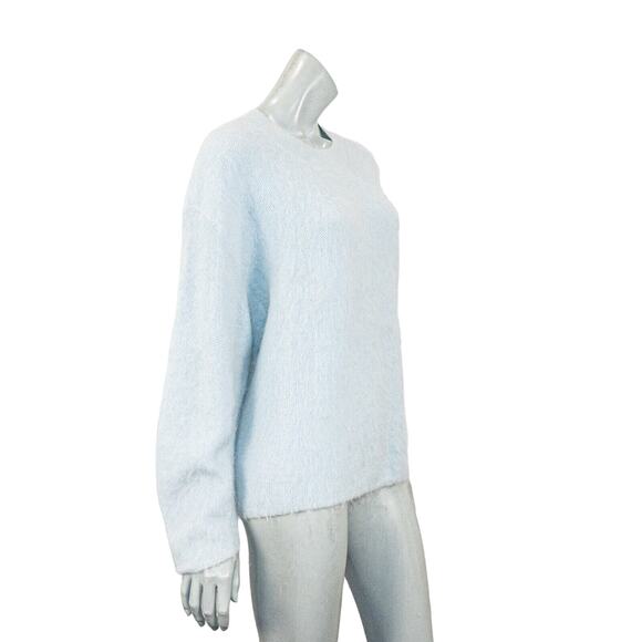 VINCE Women's Oversize Fuzzy Sweater Alpaca Mohair blend in light blue sz L $345 - Picture 4 of 10
